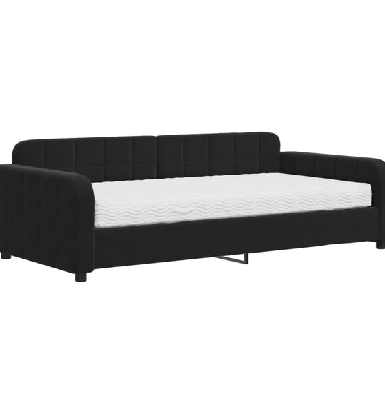 Tagesbett mit Matratze Schwarz 100x200 cm Samt