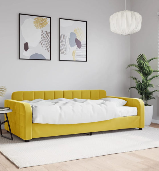 Tagesbett mit Matratze Gelb 100x200 cm Samt
