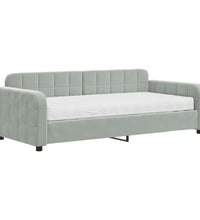 Tagesbett mit Matratze Hellgrau 90x190 cm Samt