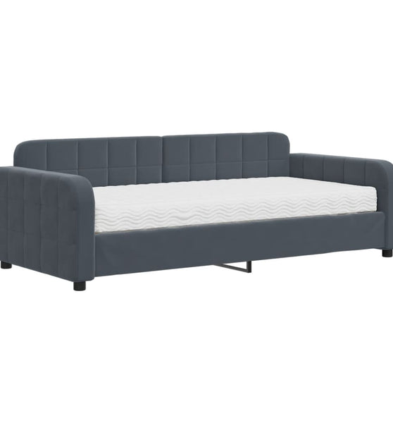 Tagesbett mit Matratze Dunkelgrau 90x190 cm Samt