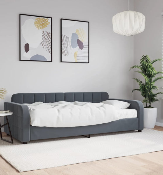 Tagesbett mit Matratze Dunkelgrau 90x190 cm Samt