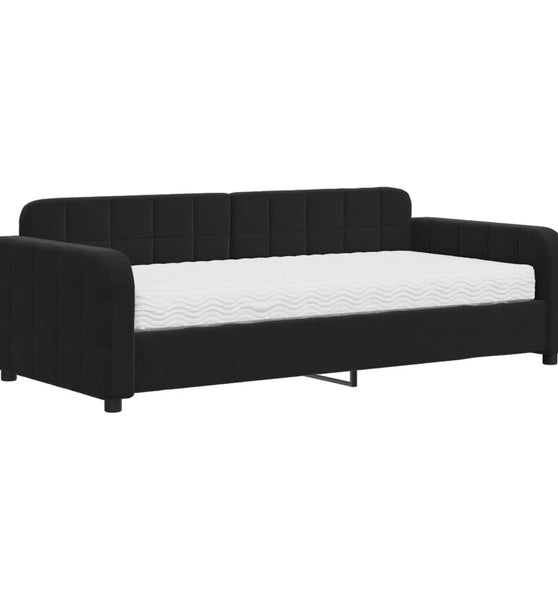 Tagesbett mit Matratze Schwarz 90x190 cm Samt