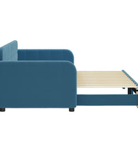 Tagesbett Ausziehbar Blau 80x200 cm Samt