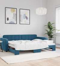 Tagesbett Ausziehbar Blau 80x200 cm Samt