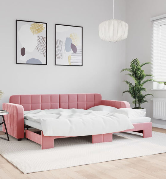 Tagesbett Ausziehbar Rosa 80x200 cm Samt