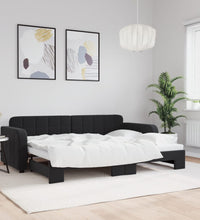 Tagesbett Ausziehbar Schwarz 80x200 cm Samt