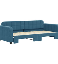 Tagesbett Ausziehbar Blau 90x200 cm Samt