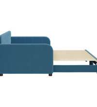 Tagesbett Ausziehbar Blau 90x200 cm Samt