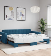 Tagesbett Ausziehbar Blau 90x200 cm Samt