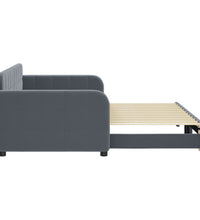 Tagesbett Ausziehbar Dunkelgrau 90x200 cm Samt