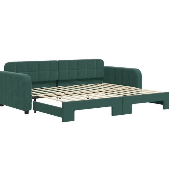 Tagesbett Ausziehbar Dunkelgrün 90x200 cm Samt