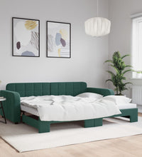 Tagesbett Ausziehbar Dunkelgrün 90x200 cm Samt
