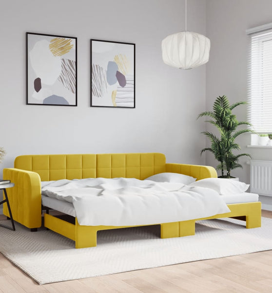 Tagesbett Ausziehbar Gelb 90x200 cm Samt