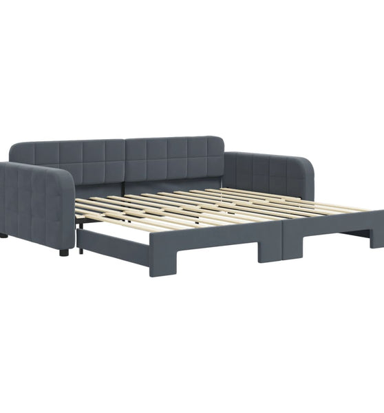 Tagesbett Ausziehbar Dunkelgrau 100x200 cm Samt