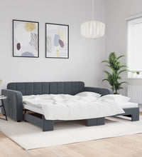 Tagesbett Ausziehbar Dunkelgrau 100x200 cm Samt