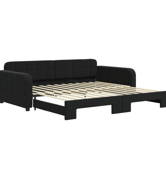 Tagesbett Ausziehbar Schwarz 100x200 cm Samt
