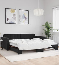 Tagesbett Ausziehbar Schwarz 100x200 cm Samt