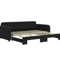 Tagesbett Ausziehbar Schwarz 90x190 cm Samt