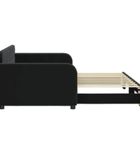 Tagesbett Ausziehbar Schwarz 90x190 cm Samt