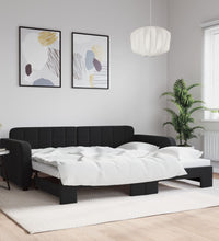 Tagesbett Ausziehbar Schwarz 90x190 cm Samt