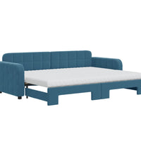 Tagesbett Ausziehbar mit Matratzen Blau 80x200 cm Samt