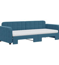 Tagesbett Ausziehbar mit Matratzen Blau 80x200 cm Samt