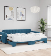 Tagesbett Ausziehbar mit Matratzen Blau 80x200 cm Samt