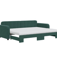 Tagesbett Ausziehbar mit Matratzen Dunkelgrün 80x200 cm Samt