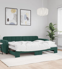 Tagesbett Ausziehbar mit Matratzen Dunkelgrün 80x200 cm Samt