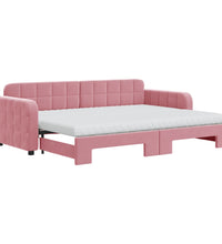 Tagesbett Ausziehbar mit Matratzen Rosa 80x200 cm Samt