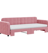 Tagesbett Ausziehbar mit Matratzen Rosa 80x200 cm Samt