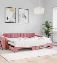 Tagesbett Ausziehbar mit Matratzen Rosa 80x200 cm Samt