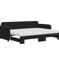 Tagesbett Ausziehbar mit Matratzen Schwarz 80x200 cm Samt