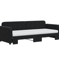 Tagesbett Ausziehbar mit Matratzen Schwarz 80x200 cm Samt