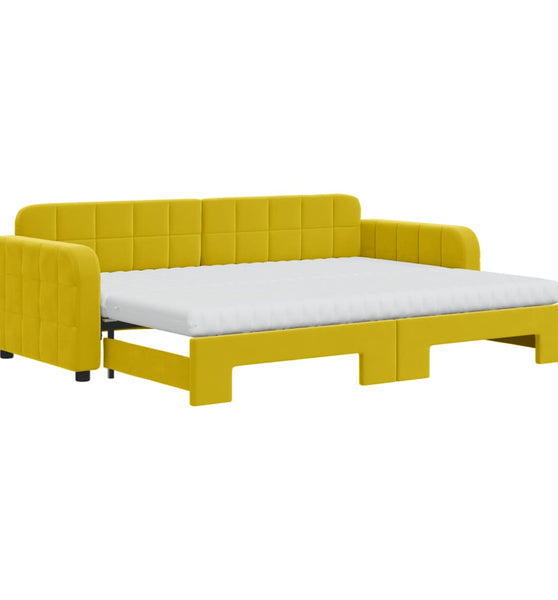 Tagesbett Ausziehbar mit Matratzen Gelb 80x200 cm Samt