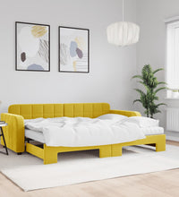 Tagesbett Ausziehbar mit Matratzen Gelb 80x200 cm Samt