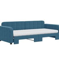 Tagesbett Ausziehbar mit Matratzen Blau 90x200 cm Samt