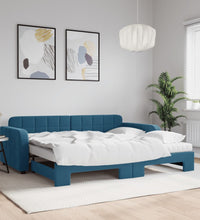 Tagesbett Ausziehbar mit Matratzen Blau 90x200 cm Samt