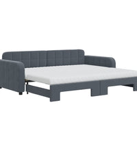 Tagesbett Ausziehbar mit Matratzen Dunkelgrau 90x200 cm Samt