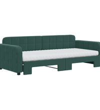 Tagesbett Ausziehbar mit Matratzen Dunkelgrün 90x200 cm Samt