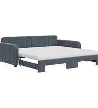 Tagesbett Ausziehbar mit Matratzen Dunkelgrau 100x200 cm Samt