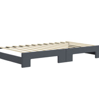 Tagesbett Ausziehbar mit Matratzen Dunkelgrau 100x200 cm Samt