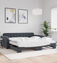 Tagesbett Ausziehbar mit Matratzen Dunkelgrau 100x200 cm Samt