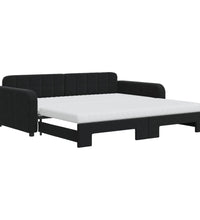 Tagesbett Ausziehbar mit Matratzen Schwarz 100x200 cm Samt