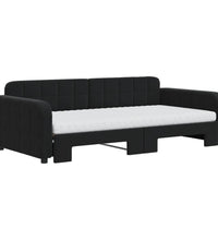 Tagesbett Ausziehbar mit Matratzen Schwarz 100x200 cm Samt