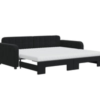 Tagesbett Ausziehbar mit Matratzen Schwarz 90x190 cm Samt