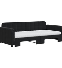 Tagesbett Ausziehbar mit Matratzen Schwarz 90x190 cm Samt