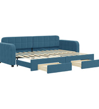 Tagesbett Ausziehbar mit Schubladen Blau 80x200 cm Samt