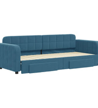 Tagesbett Ausziehbar mit Schubladen Blau 80x200 cm Samt