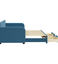Tagesbett Ausziehbar mit Schubladen Blau 80x200 cm Samt